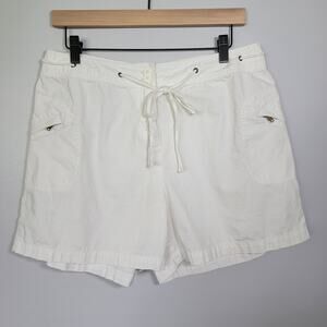 Khakis Boho Coastal Shorts White Resort Sz 12 4.5" Inseam Nautical 100% Cotton